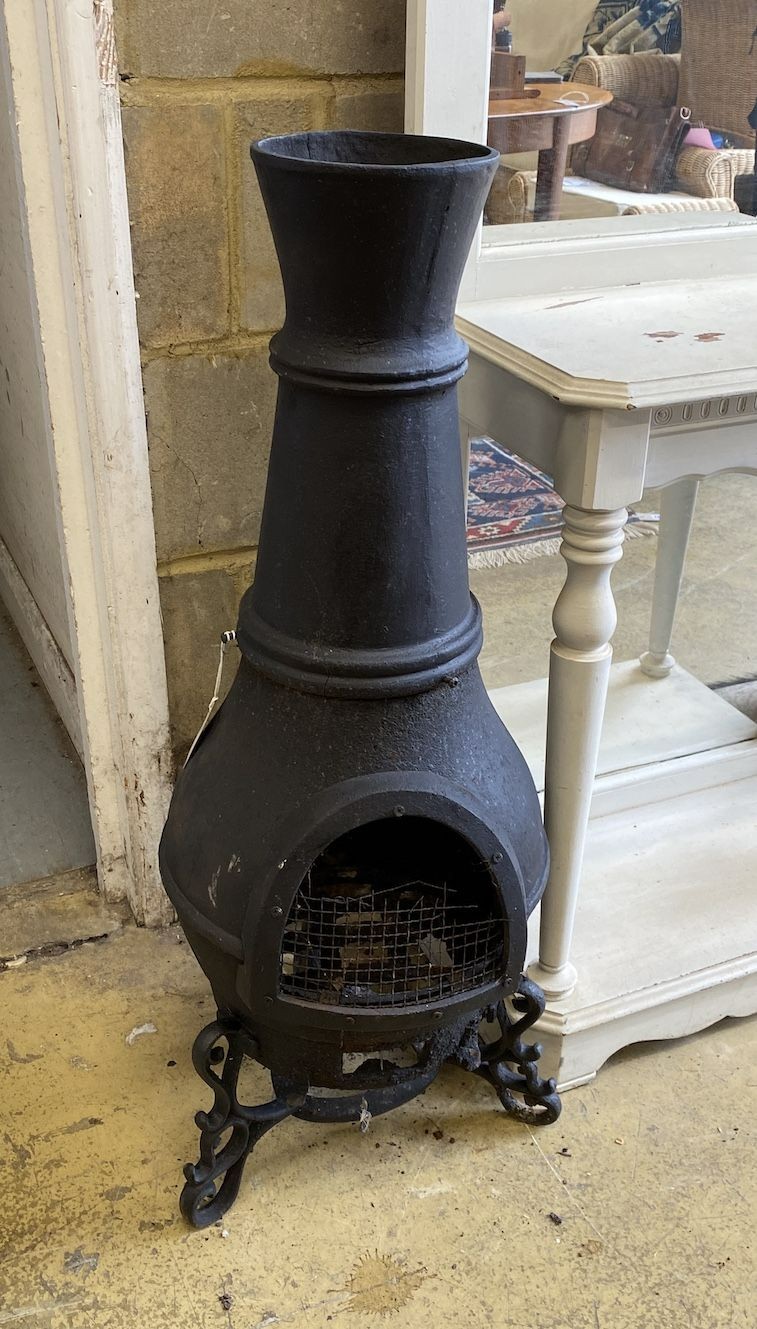 A cast metal chiminea, height 92cm